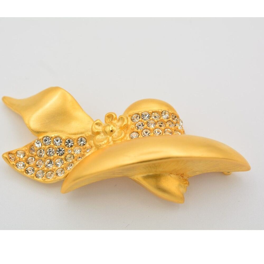 Givenchy Vintage Woman Pin Brooch Brushed Gold Profile Hat Chunky Signed Bin4 - Picture 2 of 12